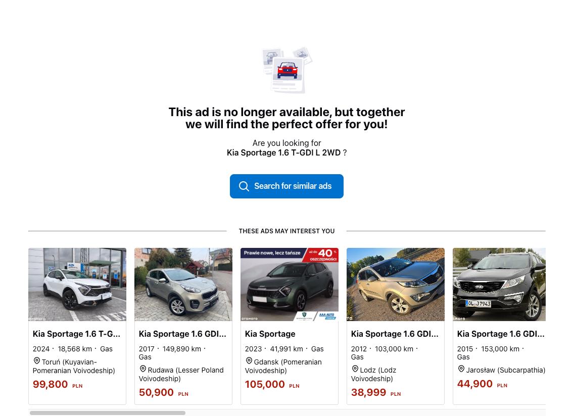 Otomoto expired ad page screenshot